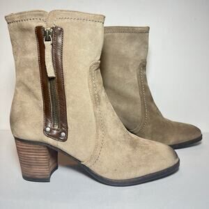 Nine West Zip Boots NW Seastars Boho Taupe Gray Leather New in Box Size 9.5